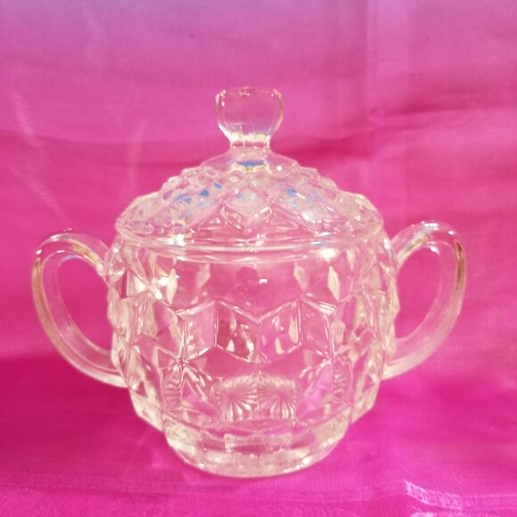 Vintage Fostoria American Creamer & Sugar Bowl Set - Picture 2 of 6